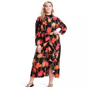 Floral Open Back Cascade Ruffle Dress